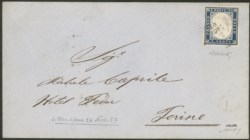 Antichi Stati Italiani - Sardegna - Annullamenti - Bell'esemplare del 20 cent azzurro grigiastro (15A)