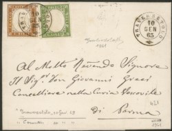 Antichi Stati Italiani - Sardegna - Annullamenti - Traversetolo (P.ti 10) - 5 cent + 10 cent (13E + 14E)