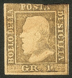 Antichi Stati Italiani - Sicilia - 1859 - 1 grano bruno olivastro (3d)