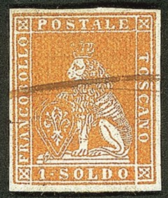 Antichi Stati Italiani - Toscana - 1851 - 1 soldo arancio su grigio (2e)