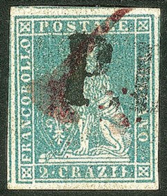 Antichi Stati Italiani - Toscana - Difetti di cliché - 1851 - Bellissimo esemplare ottimamente marginato del 2 crazie (5)