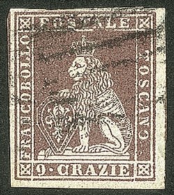 Antichi Stati Italiani - Toscana - Difetti di cliché - 1852 - Bell'esemplare del 9 crazie (8)