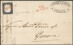 Regno - Vittorio Emanuele II - Via di Mare (rosso) annullatore di 20 cent indaco (2)