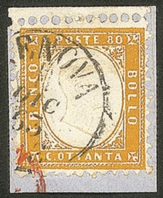 Regno - Vittorio Emanuele II - 80 cent giallo arancio (4)