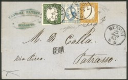 Regno - Vittorio Emanuele II - Mista Sardegna Regno d'Italia - Lettera affrancata con cent. 5 verde giallastro IV tavola