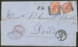 Regno - Vittorio Emanuele II - Lettera affrancata con 2 lire + 40 cent Vittorio Emanuele tiratura di Torino (T20 + T22)