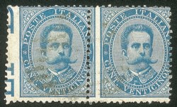 Regno - Umberto I - Coppia orizzontale del 25 cent (40h/ha)
