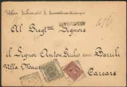 Regno - Umberto I - Assicurata affrancata con 10 cent + 45 cent Umberto (38 + 63)