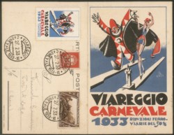 Regno - Vittorio Emanuele III - Cartolina Carnevale di Viareggio 1933 con all'interno programma dell'evento