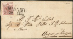 Antichi Stati Italiani - Lombardo Veneto - Annullamenti  - Milano (stampatello dritto - P.ti 6)