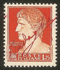 Regno - Luogotenenza - 1943 - Prova del Non Emesso - Firma Badoglio su 1,75 lire Imperiale con soprastampa rossa (CEI PS1)