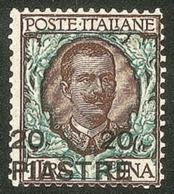 Uffici Postali all'Estero - Levante - Costantinopoli - 1908 - 20 piastre su 1 lira (18A)