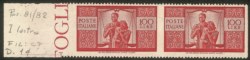 Italia - Repubblica - 1946 - Coppia bordo foglio (Pos. 81/82) del 100 lire Democratica (565ao)