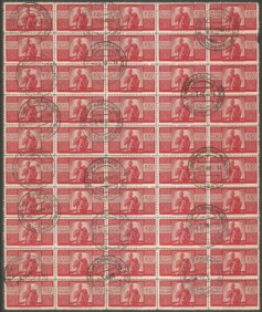 Italia - Repubblica - Foglio di cinquanta esemplari del 100 lire Democratica (565/I)