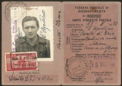 Italia - Repubblica - Democratica 100 lire (565) isolato su tessera postale di riconoscimento