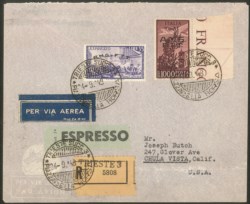 Trieste  - Trieste AMG FTT - Campidoglio 1000 lire bordo di foglio (16) + Risorgimento 35 lire (5)