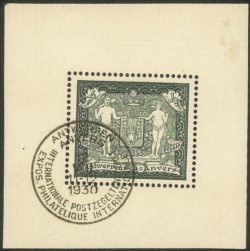 Europa e Oltremare - Belgio - 1930 - Esposizione Filatelica Internazionale Anversa - 4 franchi (287)