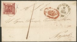 Antichi Stati Italiani - Napoli - Lettera spedita da Benevento per Napoli il 17 dicembre 1860 (assedio di Gaeta)